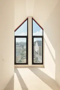 Szpachlowanie ścian na poddaszu nowoczesnej stodoły w Kartuzach – etap wykończenia wnętrz przez firmę budowlaną